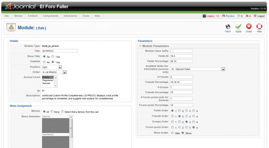 JS PROCOM - Configiration Settings